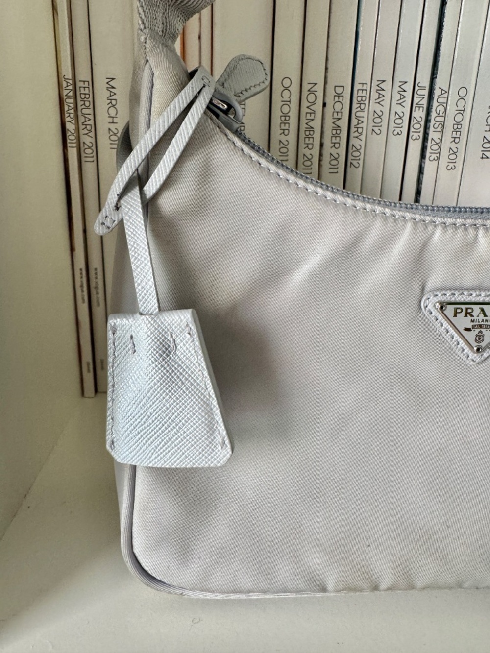 PRADA Re-Edition 2000 Mini Hobo silver gray small nylon bag underarm purse Y2k - Picture 15 of 15